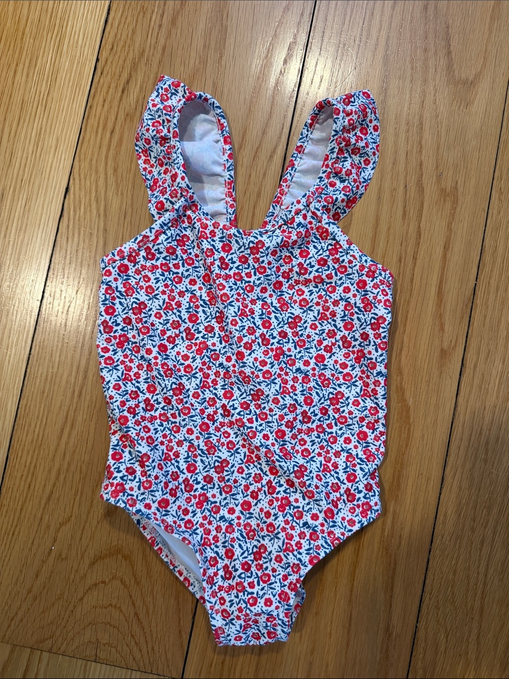 Little planet Red Floral Ruffled Strap One-Piece Swimsuit